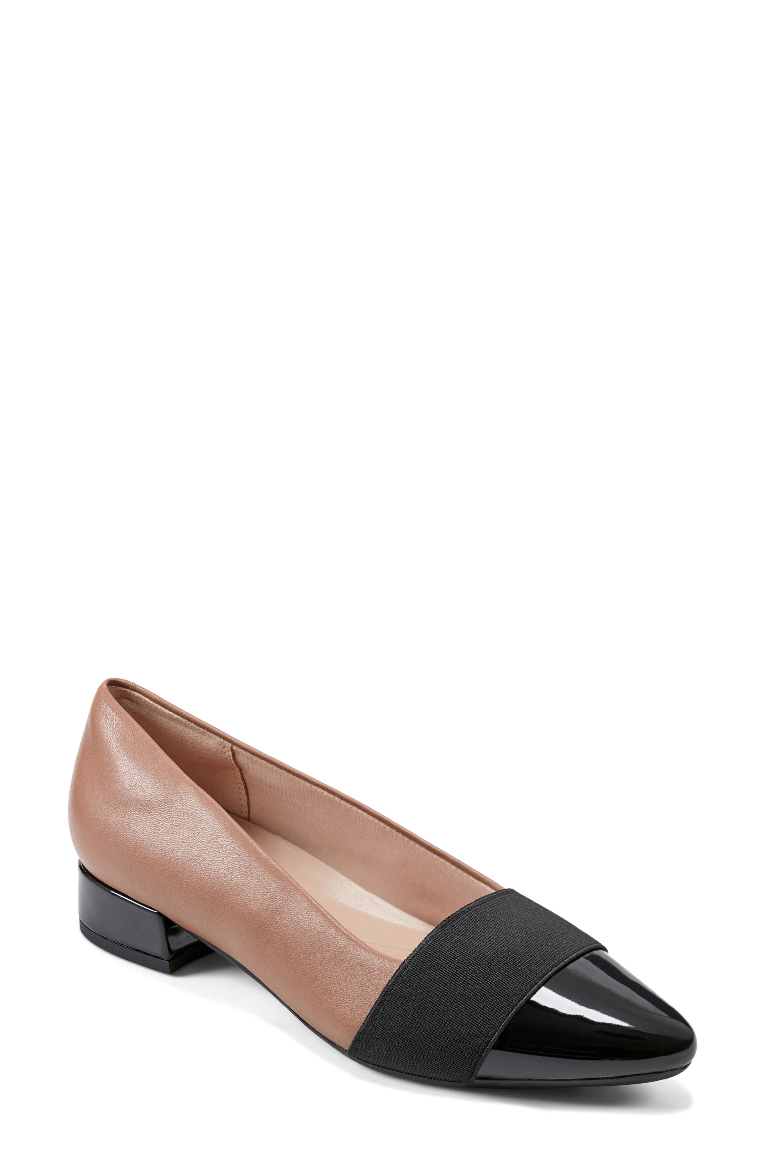 Easy Spirit Casta Pointed Toe Pump, Main, color, Dark Natural/ Black Patent