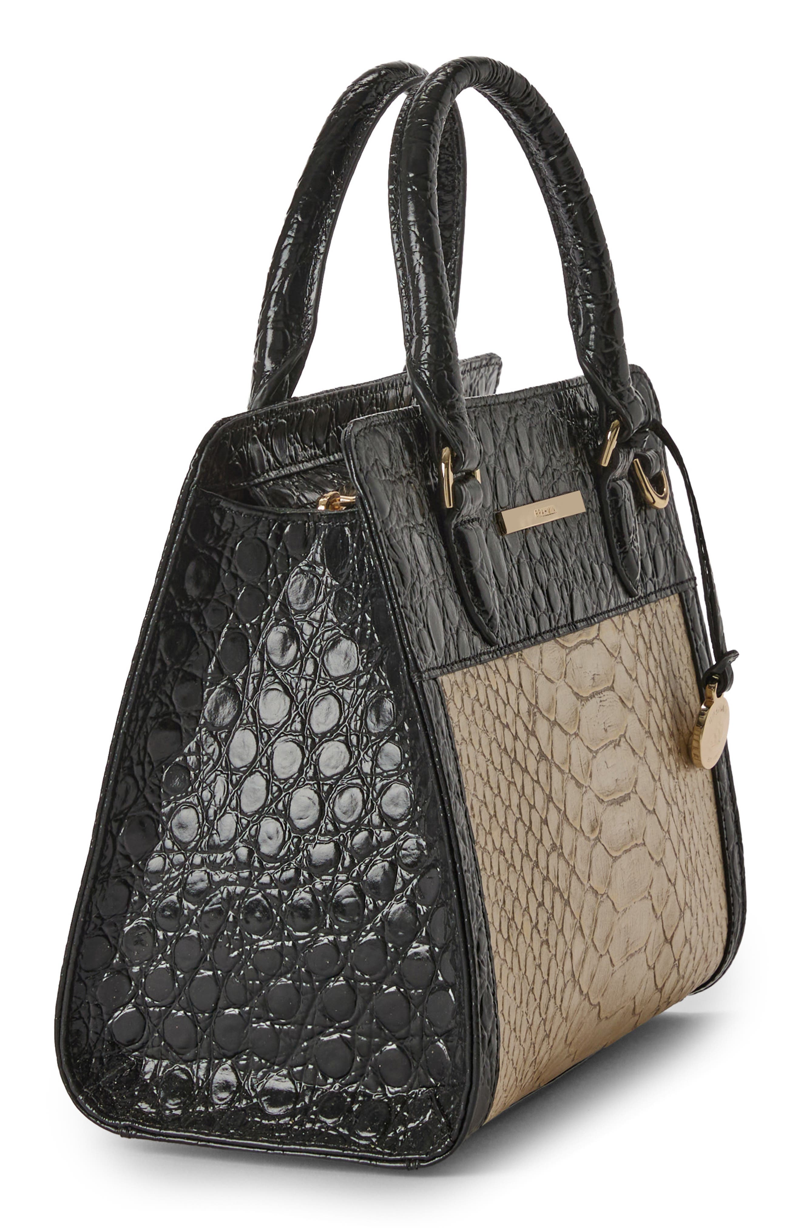 Cami Croc Embossed Leather Satchel, Alternate, color, BLACK/ BEIGE MULTI