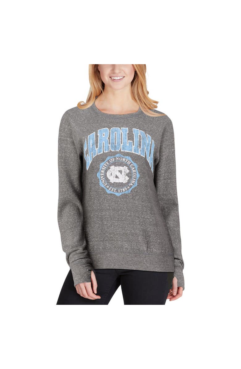 PRESSBOX Women's Pressbox Heathered Gray North Carolina Tar Heels Edith Vintage Knobi Pullover Sweatshirt, Alternate, color, Heather Gray