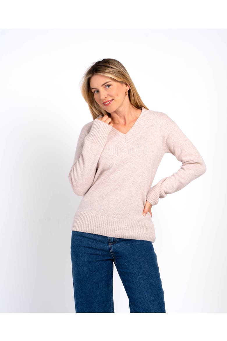 Anya V-Neck Sweater, Main, color, Champagne Marl