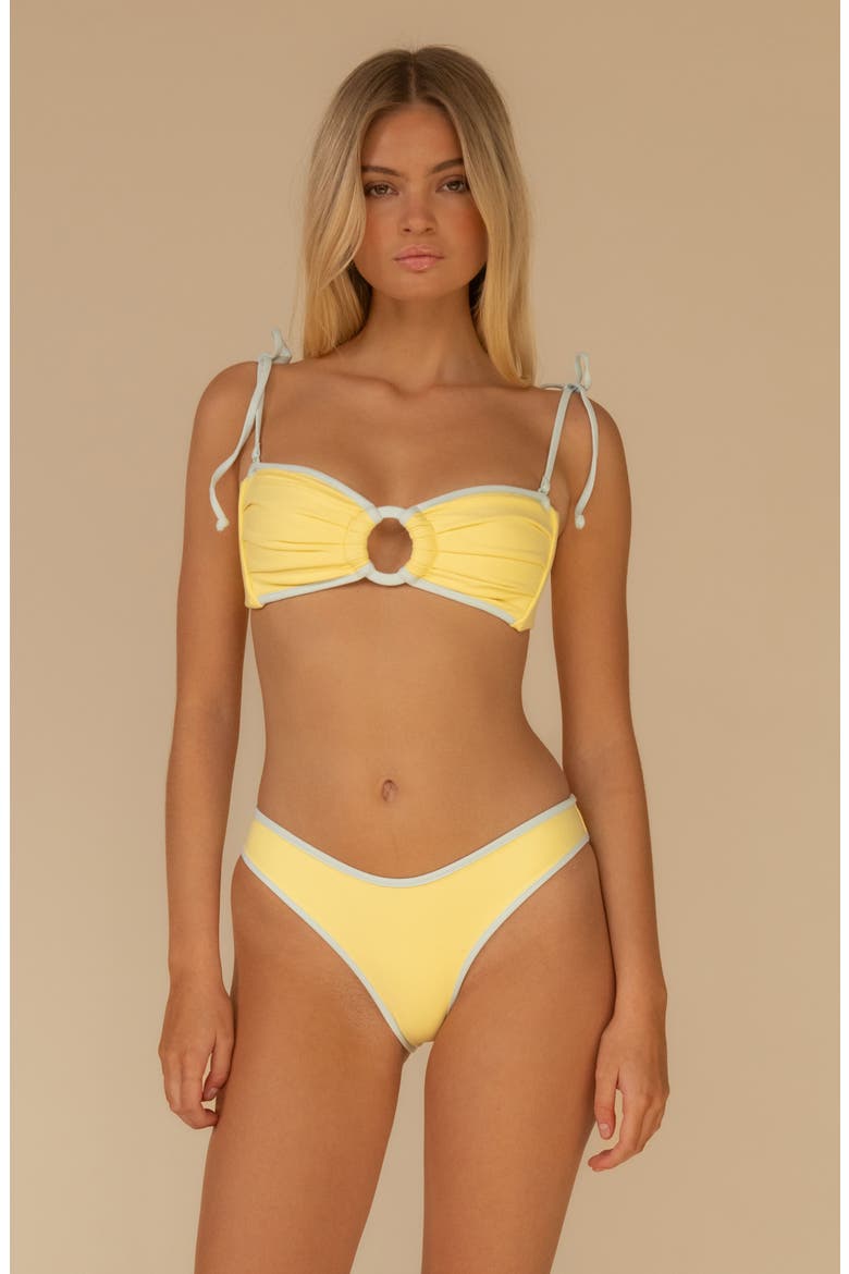 Sunshine Binded Tori Ties Bandeau Bikini Top, Alternate, color, SUNSHINE