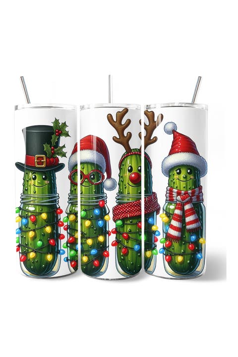 Christmas Pickle Lights Festive Holiday Tumbler