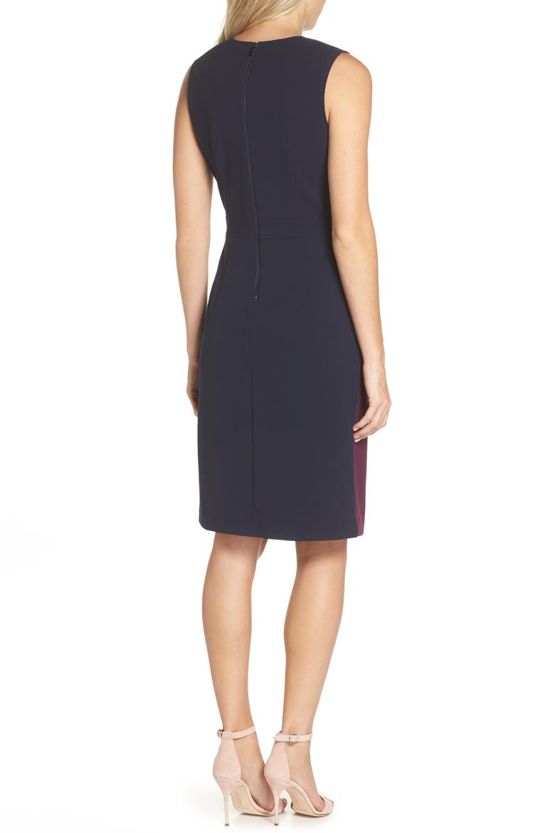 Scuba Colorblock Sheath Dress, Alternate, color, PURPLE/ BLUE
