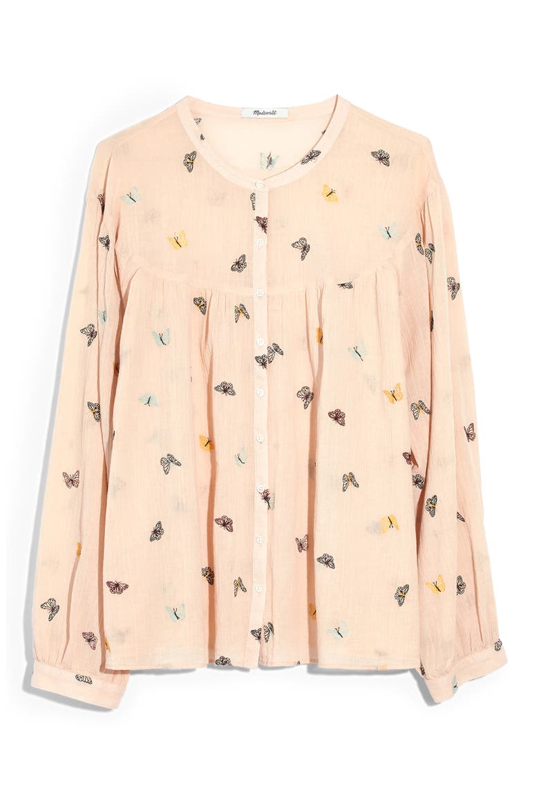 Butterfly Breeze Balloon Sleeve Peasant Top, Alternate, color, FLUTTERBY PALE PARCHMENT