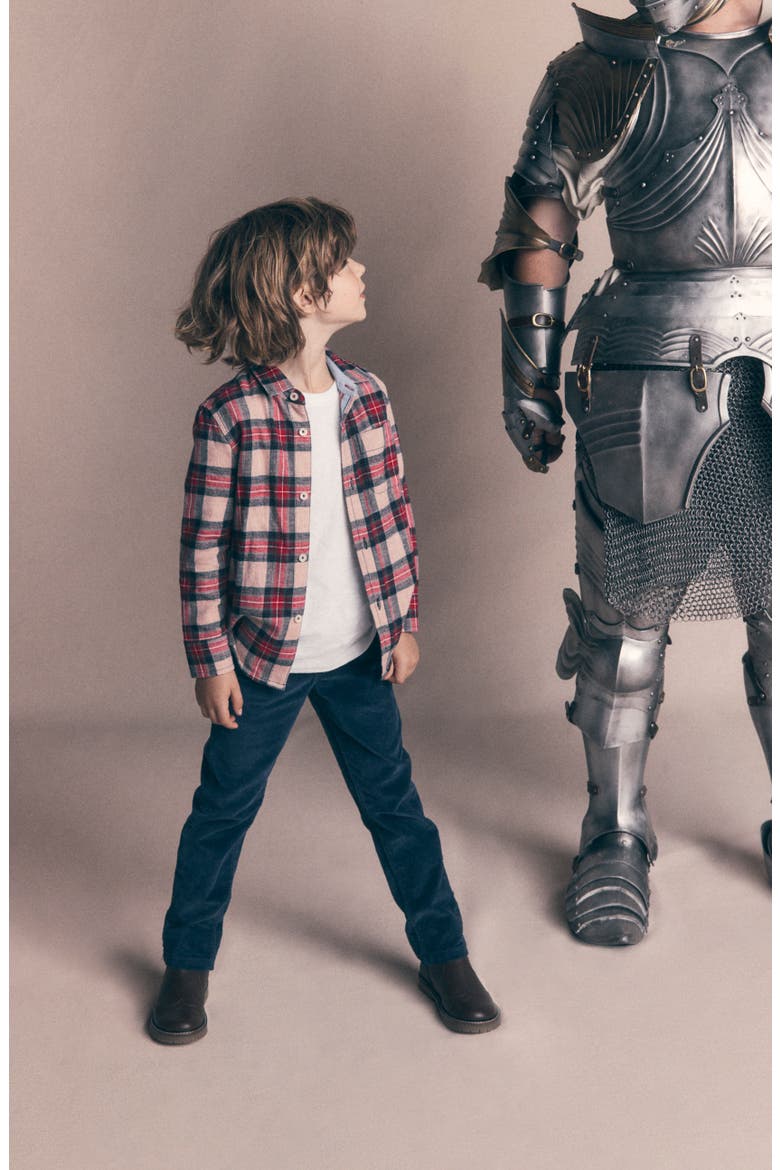 Kids' Cosy Cotton Check Shirt, Alternate, color, OAT NAVY AND RED CHECK