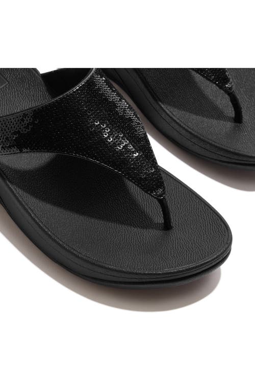 Fitflop Lulu Sequin Flip Flop In All Black