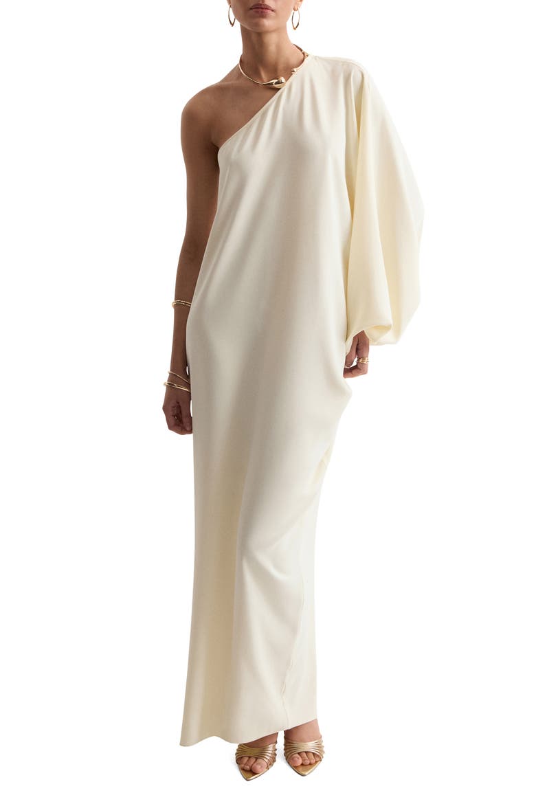 One-Shoulder Maxi Dress, Main, color, ECRU