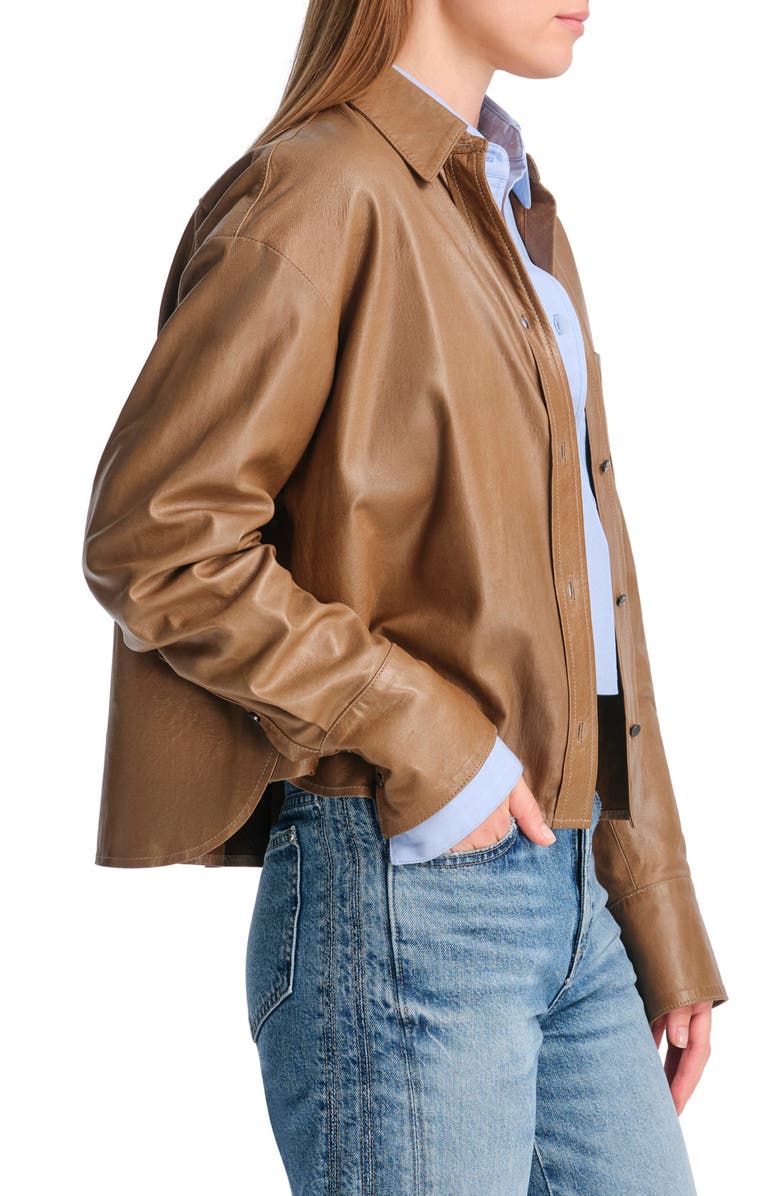 TWP Average Joe Relaxed Leather Button-Up Shirt, Alternate, color, 