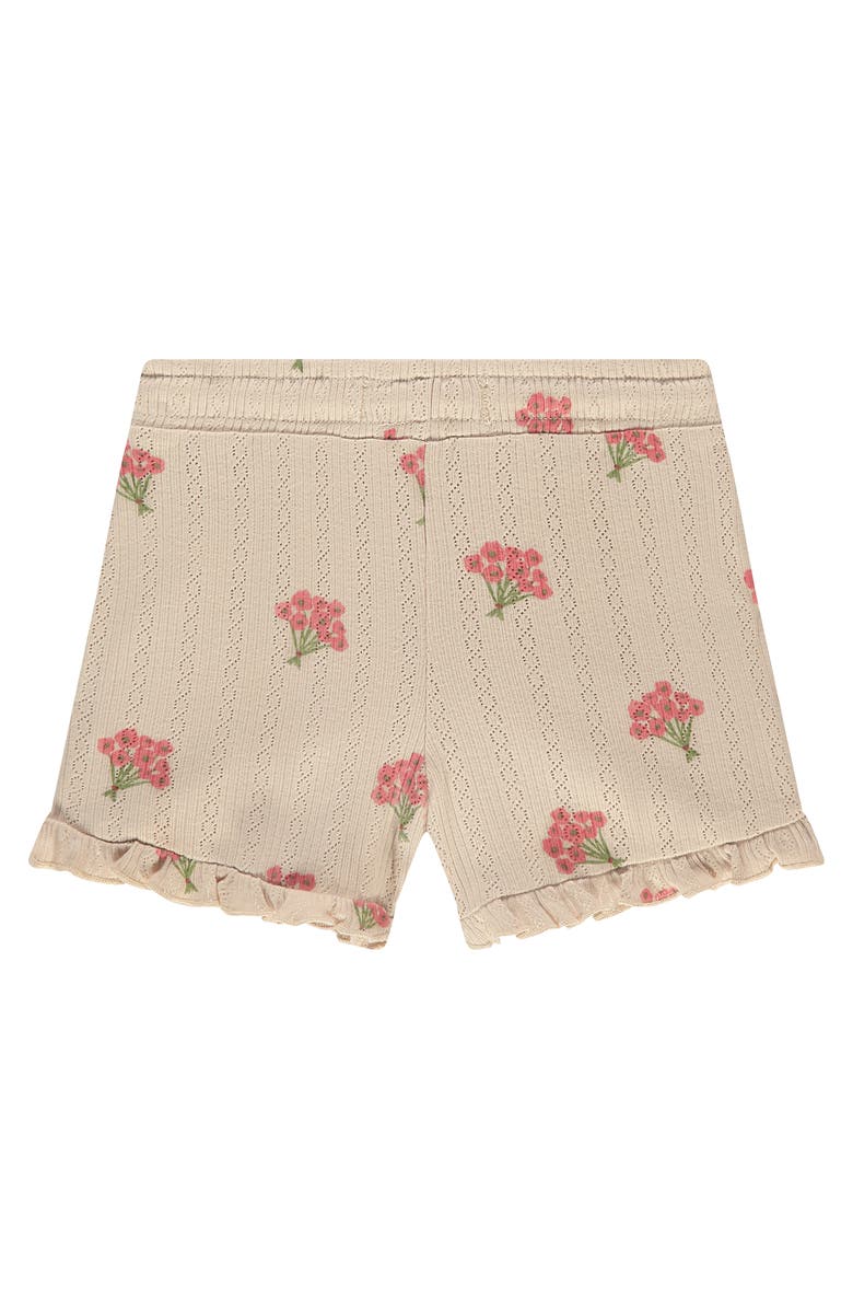 Stains and Stories by Babyface Floral Print Pointelle Short, Alternate, color, Beige