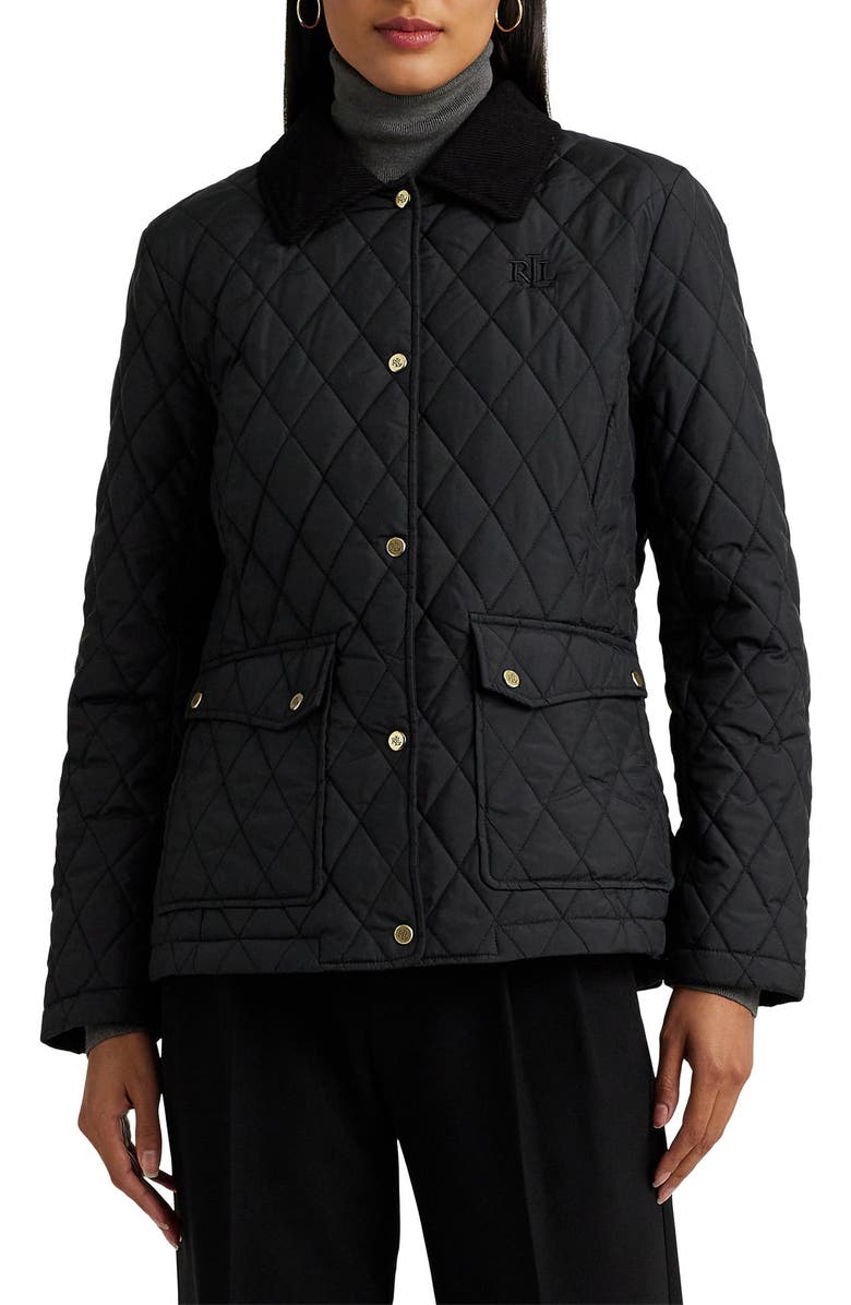 Lauren Ralph Lauren Quilted Corduroy Collar Barn Jacket, Main, color, 