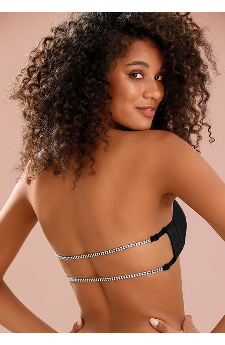 LASCANA Women's Rhinestone Push Up Bra, Alternate, color, Black