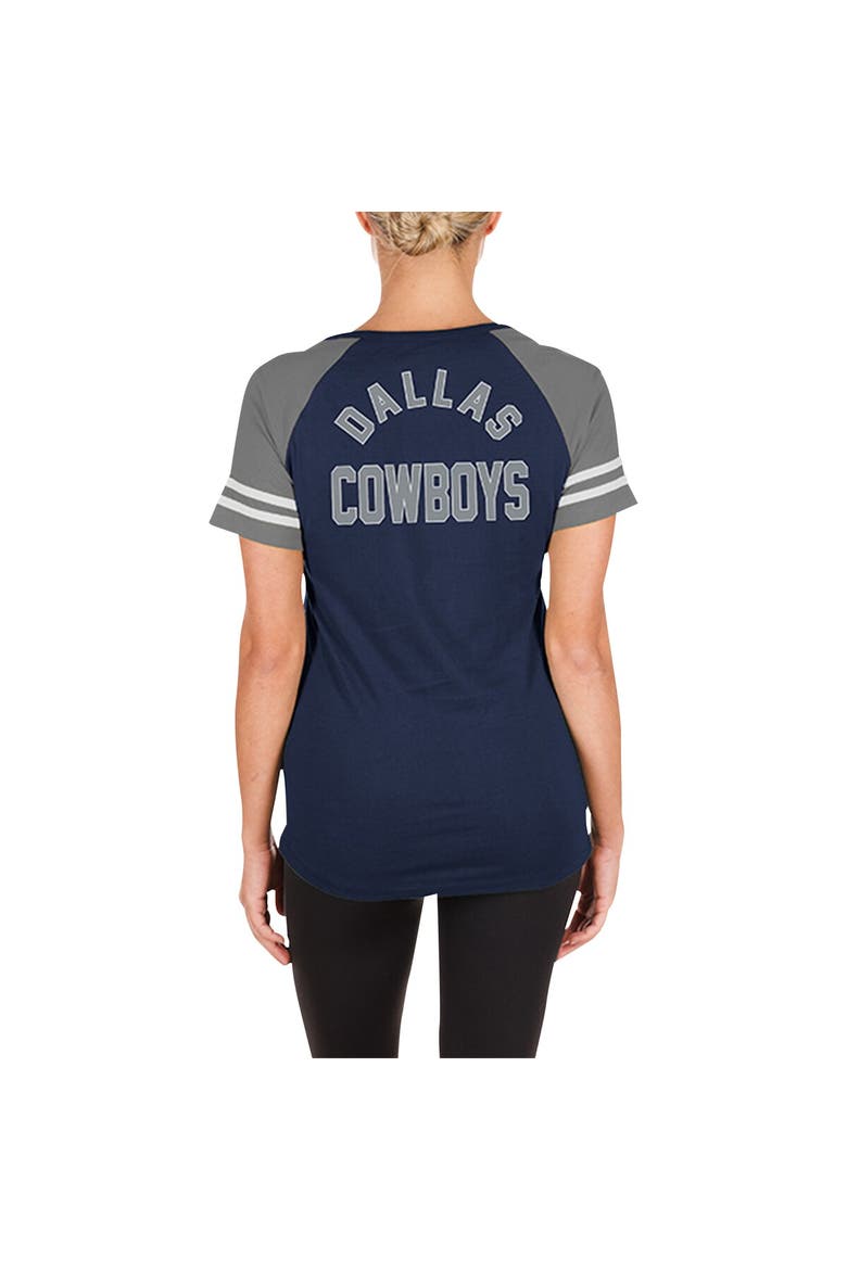 Women's New Era Navy Dallas Cowboys  Lace-Up Raglan T-Shirt, Alternate, color, Navy