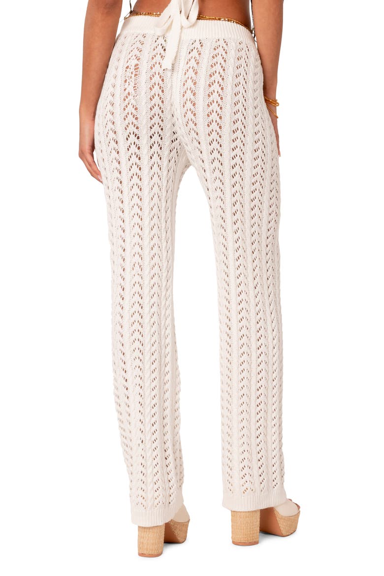 Elektra Sheer Open Knit Cover-Up Pants, Alternate, color, WHITE