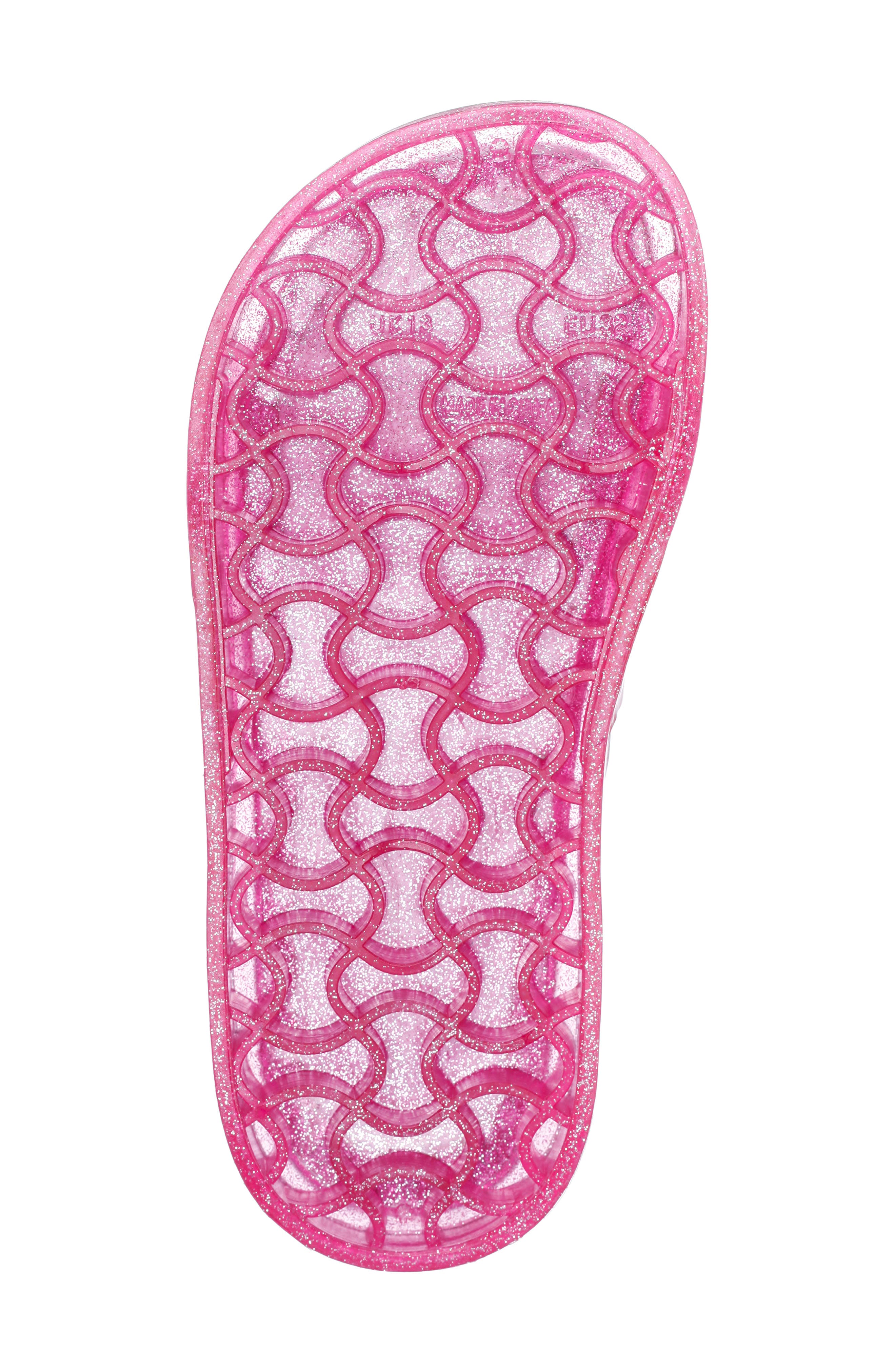 Kids' Waterproof Jelly Slide Sandal, Alternate, color, PINK GLITTER JELLY