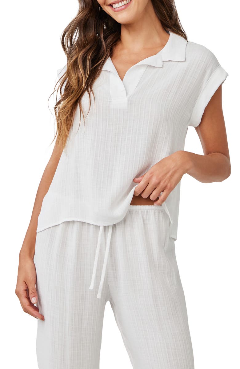 Bella Dahl Cap Sleeve Henley Top, Main, color, 