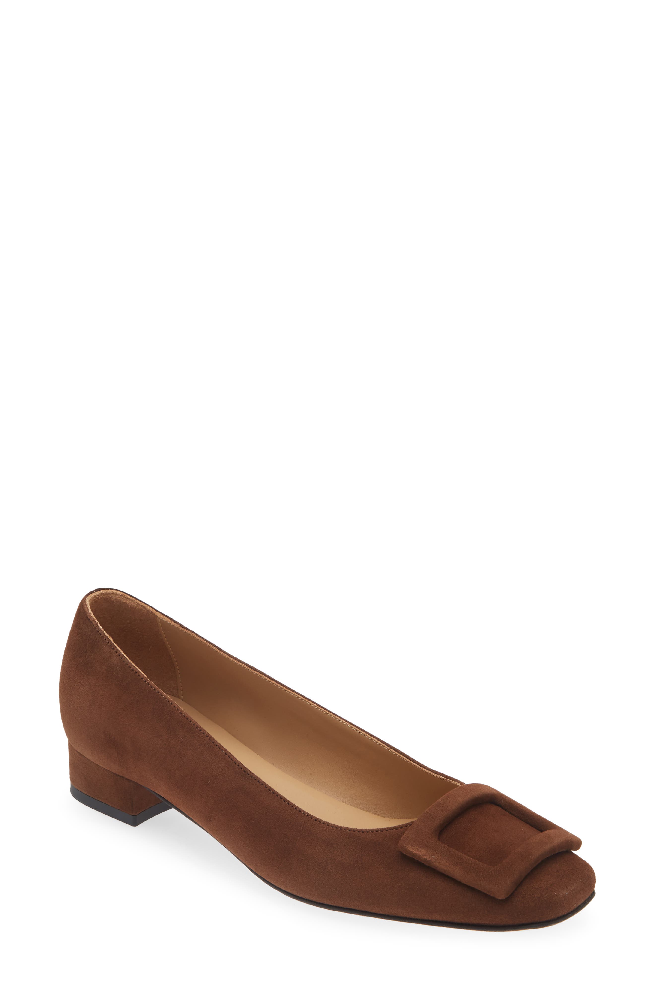 Buckle Flat, Main, color, CHESTNUT SUEDE