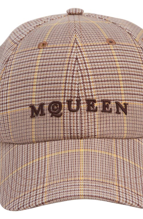 Alexander Mcqueen Mcqueen Check Logo Embroidered Wool Adjustable Baseball Cap