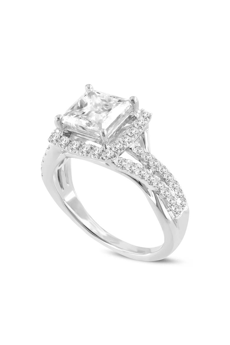 Vesela 14K White Gold Princess Cut Lab Grown Diamond Halo Engagement Ring - 2.65 Ct, Main, color, 14K White Gold