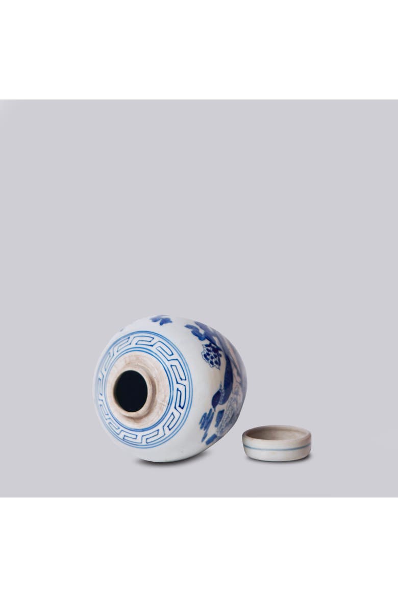 Porcelain Pheasant Lidded Round Storage Jar, Alternate, color, Blue + White