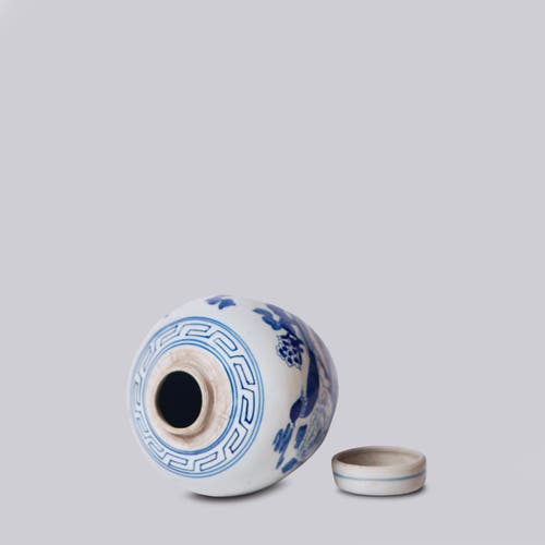 Cobalt Guild Porcelain Pheasant Lidded Round Storage Jar