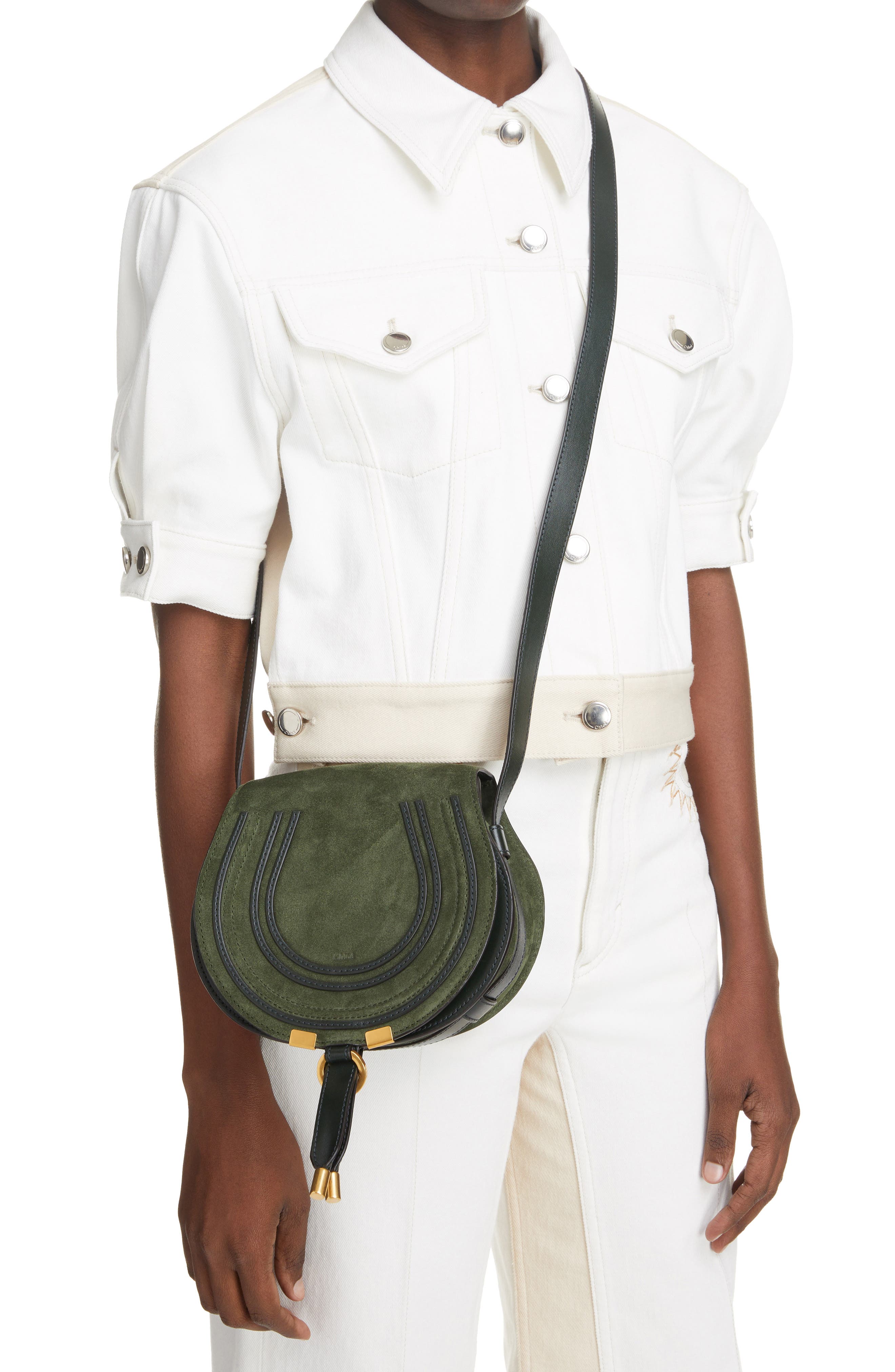 Chloé Small Marcie Suede Crossbody Bag, Alternate, color, 