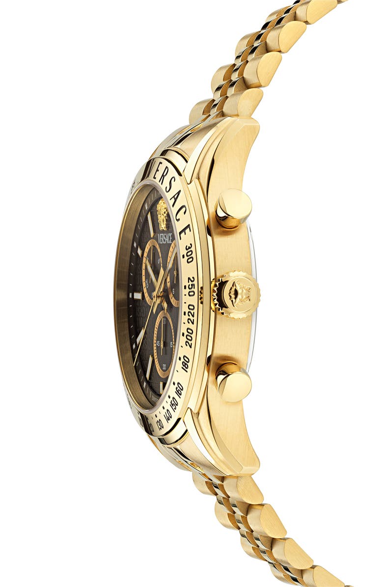 Versace Master Chronograph Bracelet Watch, 44mm, Alternate, color, Ip Yellow Gold