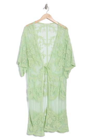 Area Stars Floral Lace Ruana In Sage