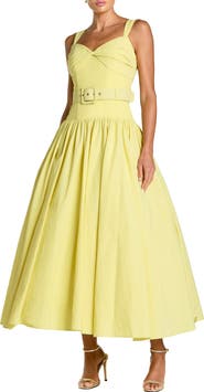 Mac Duggal Sleeveless Faille A-Line Midi Dress With Belt