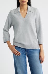 Wit & Wisdom Bead Trim Sweater