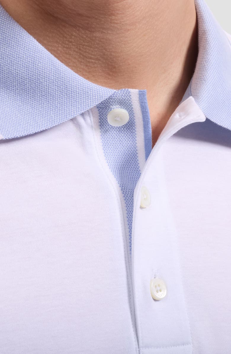 Bugatchi Tipped Pima Cotton Piqué Polo, Alternate, color, White