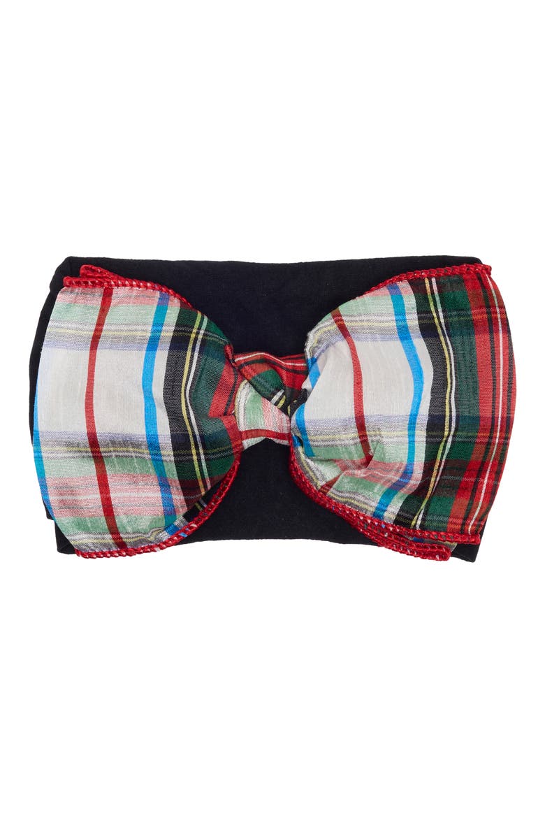 Kids' Classic Bow Headband, Main, color, BLACK/ HOLIDAY PLAID