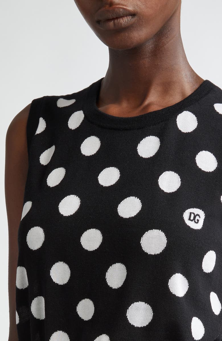 Dolce&Gabbana Polka Dot Jacquard Virgin Wool & Silk Sleeveless Sweater, Alternate, color, 