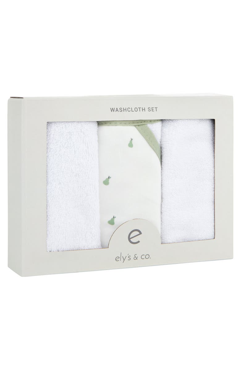 Ely's & Co. Baby Towel Wash Cloth Pink 3 Pack, Alternate, color, Sage Pears