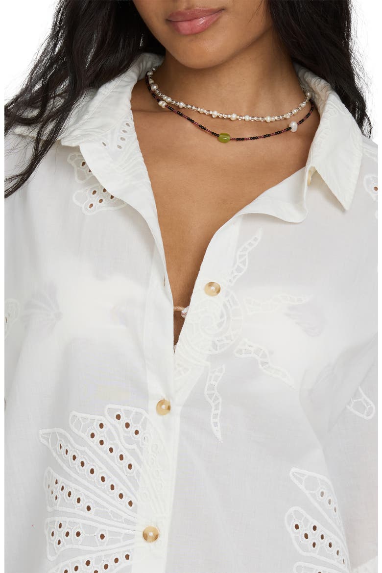 Beach Livin' Embroidered Eyelet Cover-Up Shirt, Alternate, color, SALT CRYSTAL