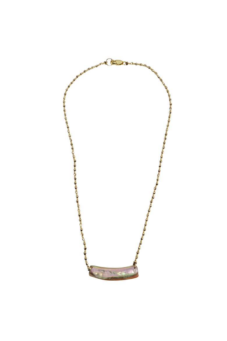 Abalone Curved Bar Pendant Necklace, Main, color, white