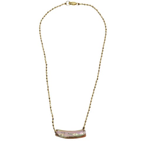 Abalone Curved Bar Pendant Necklace