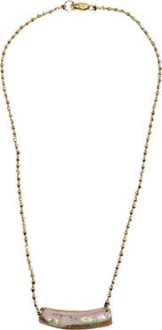 Madison Maison Abalone Curved Bar Pendant Necklace