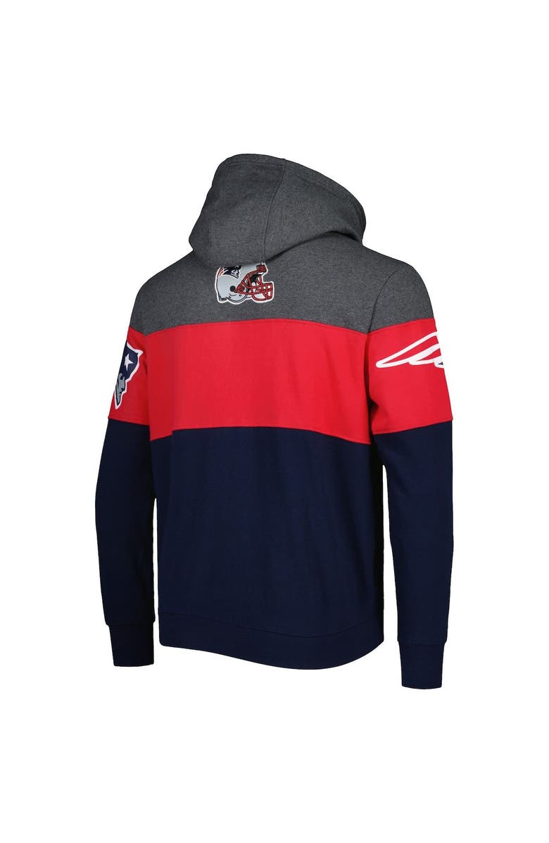 STARTER Men's Starter Heather Charcoal/Navy New England Patriots Extreme Pullover Hoodie, Alternate, color, 