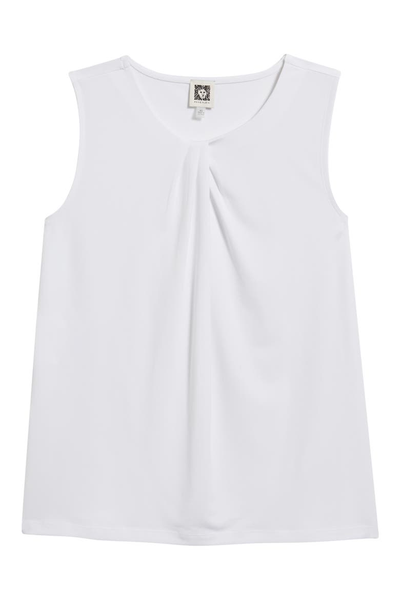 Asymmetric Pleat Neck Sleeveless Top, Alternate, color, CRISP WHITE