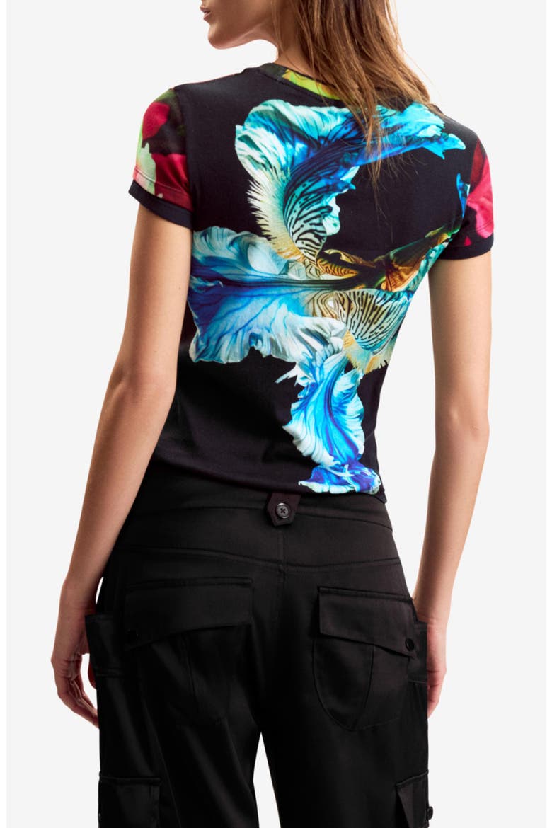 Flower Cotton Graphic T-Shirt, Alternate, color, BLACK MULTI/ FLORAL PRINT