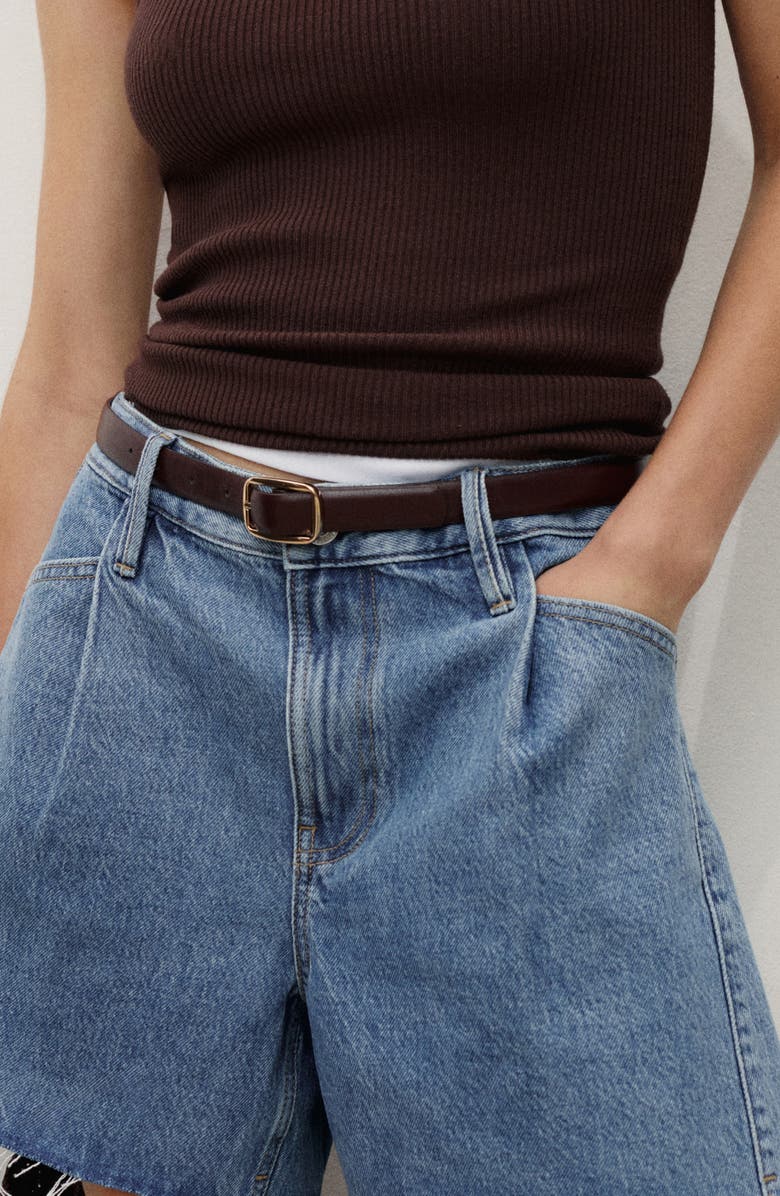 MANGO Frayed Hem Denim Shorts, Alternate, color, Medium Blue