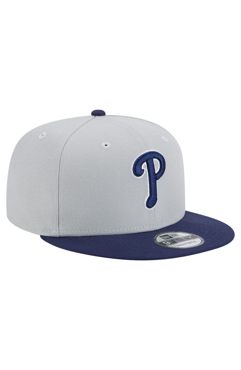 New Era Men's New Era Gray/Navy Philadelphia Phillies 2-Tone Color Pack 9FIFTY Snapback Hat, Alternate, color, 