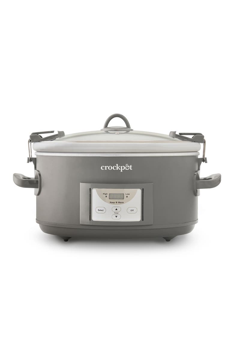Crock-pot Programmable 7-Quart Cook & Carry Slow Cooker, Main, color, Grey
