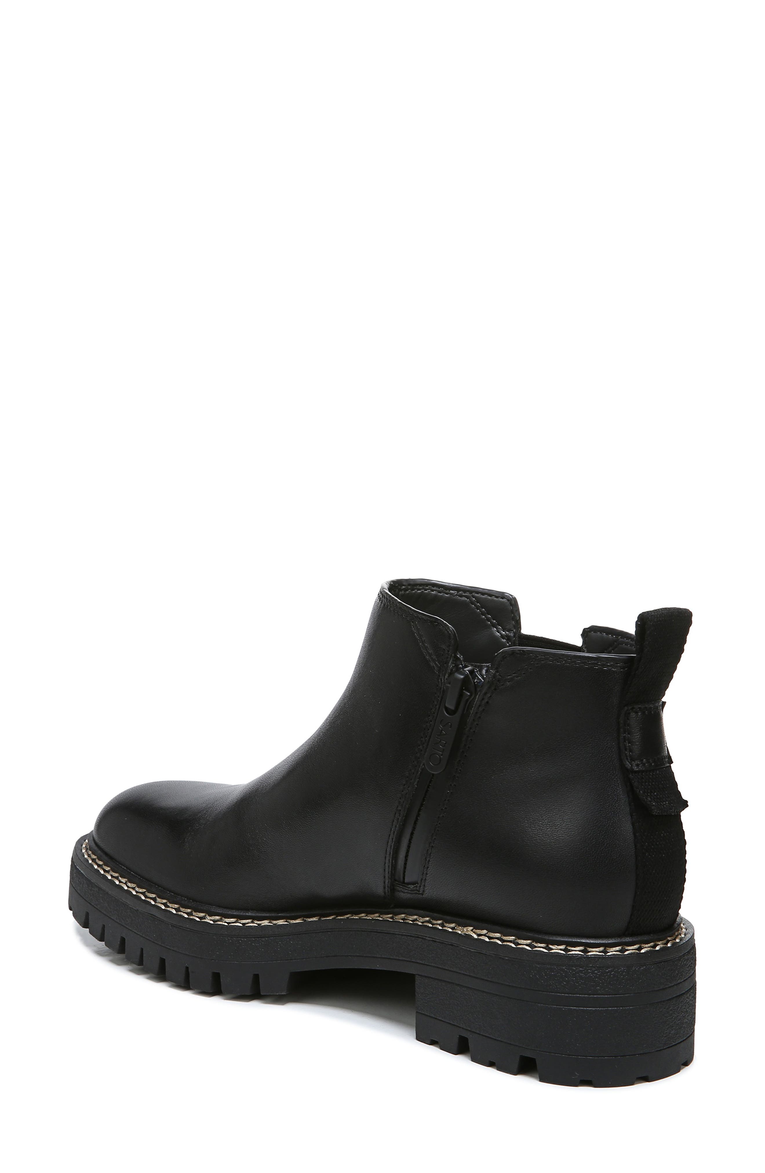 Flora Lug Sole Chelsea Boot, Alternate, color, BLACK LEATHER