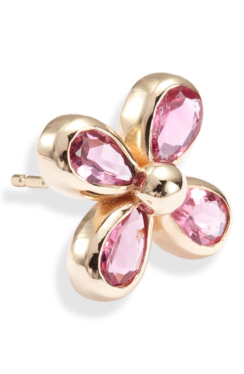 Anzie Bezel Bouquet Daisy Pink Tourmaline Stud Earrings, Alternate, color,