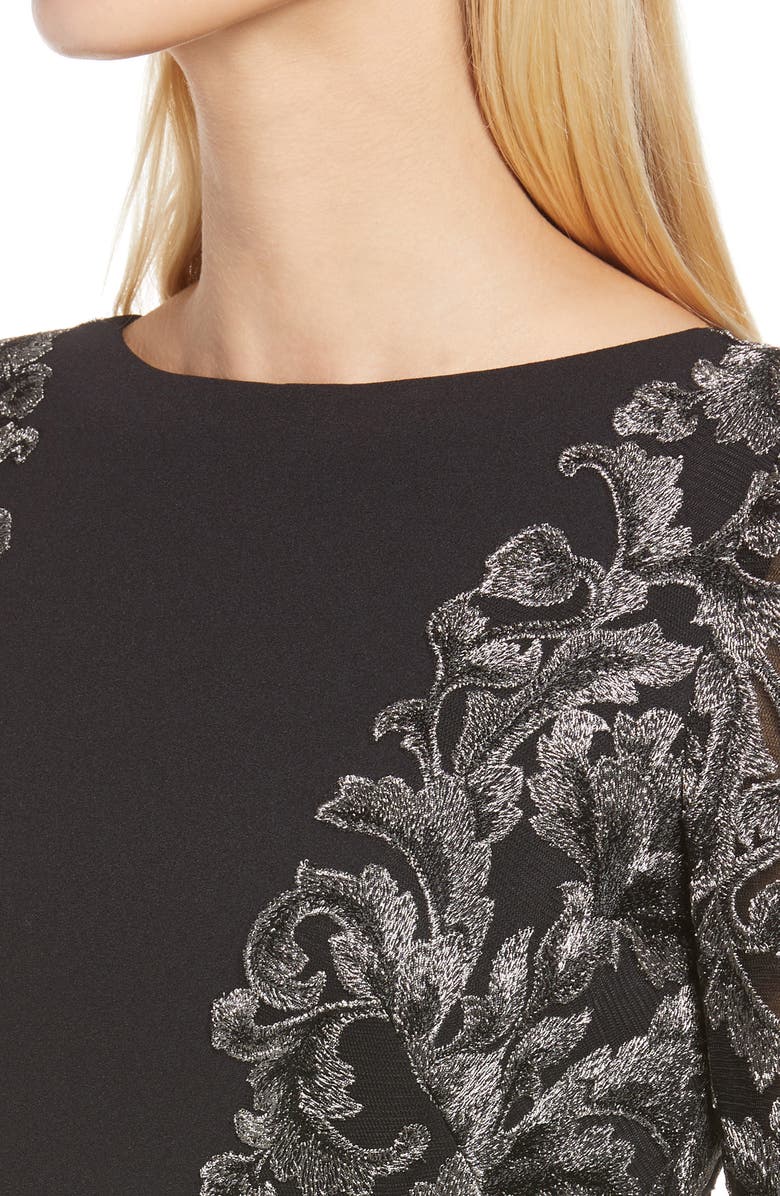 Tadashi Shoji Embroidered Lace Long Sleeve Dress, Alternate, color,