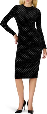 Steve Madden Hailee Diamante Long Sleeve Velvet Dress