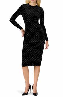 Steve Madden Hailee Diamante Long Sleeve Velvet Dress