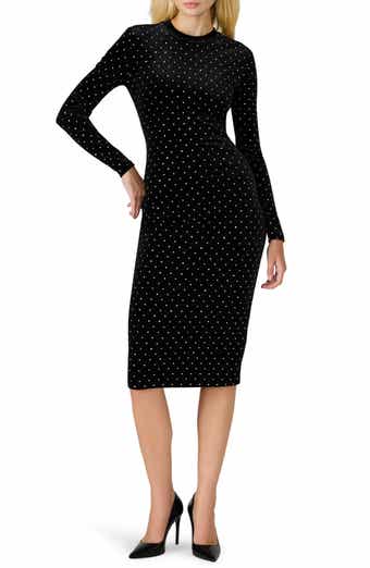 Steve Madden Hailee Diamante Long Sleeve Velvet Dress