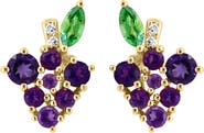 EFFY 14K Gold Diamond & Amethyst Grape Stud Earrings